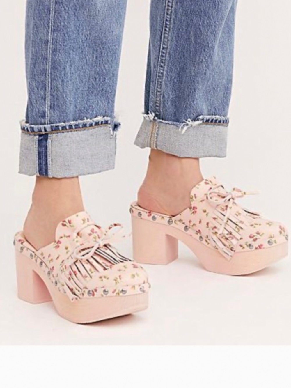 Anna Sui Ashley Anthropologie Platform Pink Floral Clogs 5 - Picture 7 of 7
